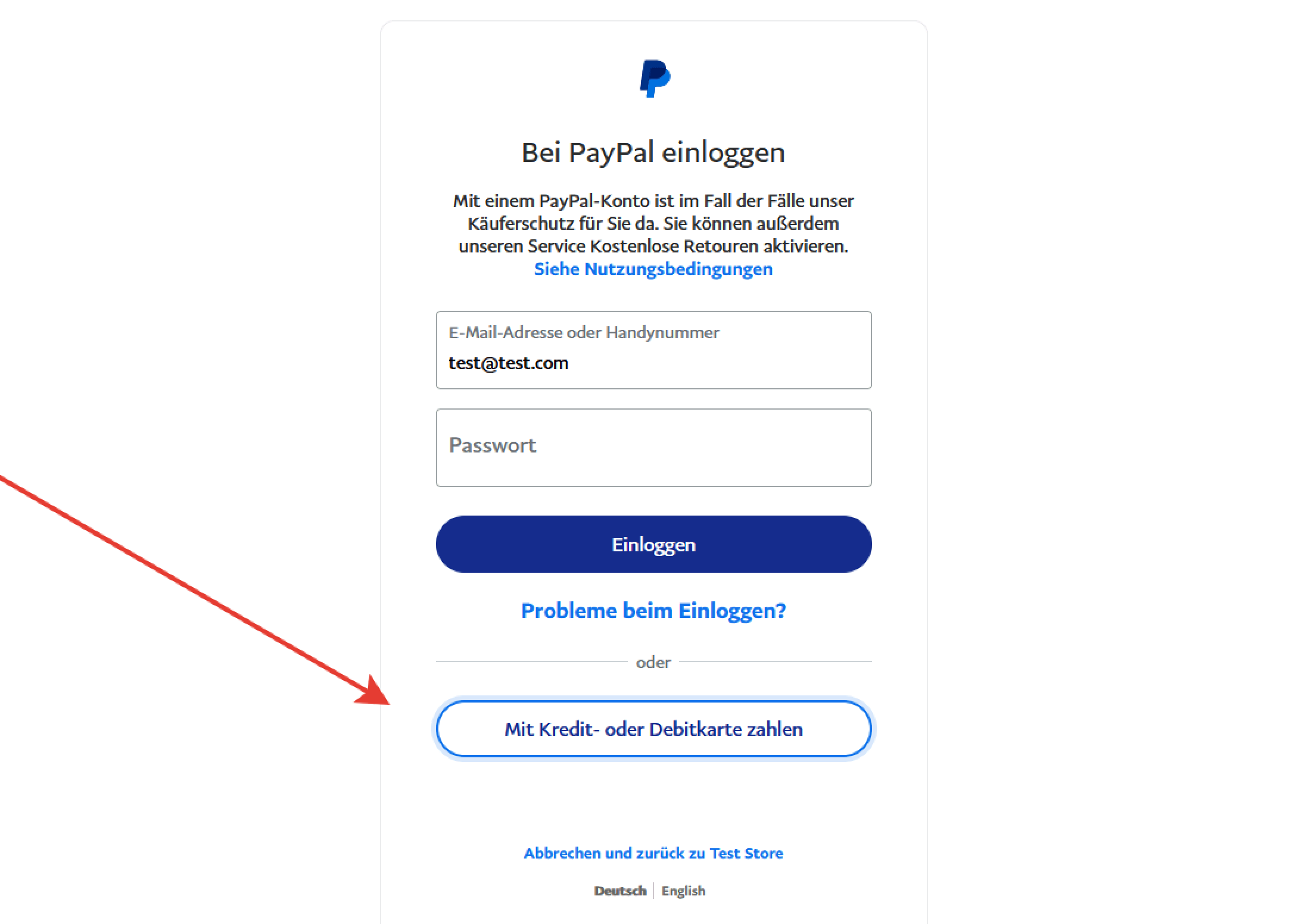 PayPal - оплата гостевой картой