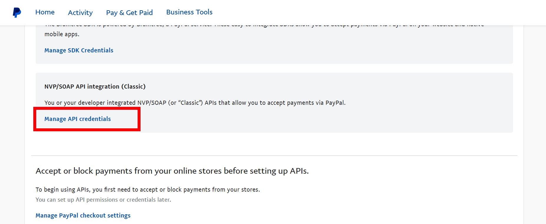 настройки в личном кабинете PayPal